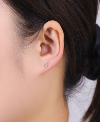 Gold Plated Triple Cubic Zirconia Post Back Stud Earrings Set