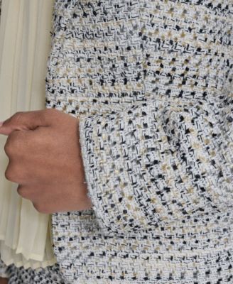 Women's Notch Collar Tweed Open-Front Jacket