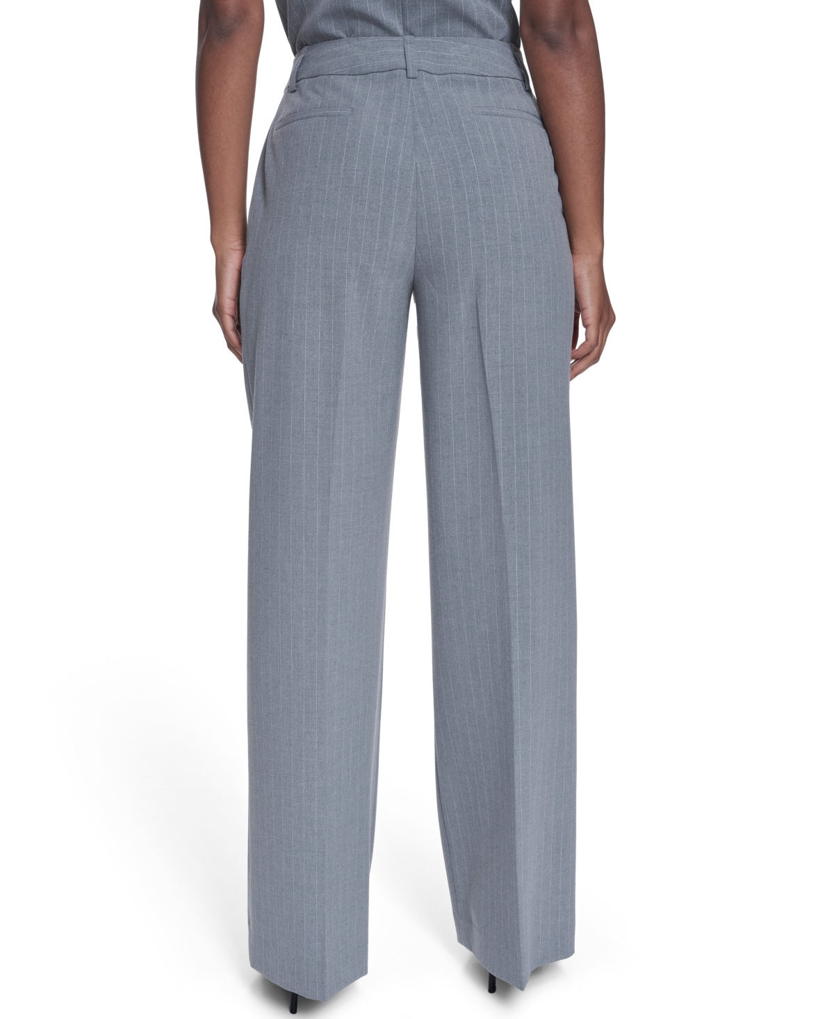 Calvin Klein Women's Pinstripe Mid-rise Pants In Blue