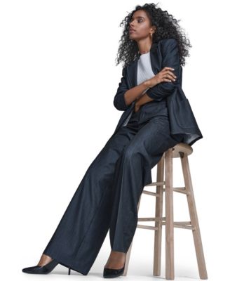 Women's Faux Denim One-Button Jacket