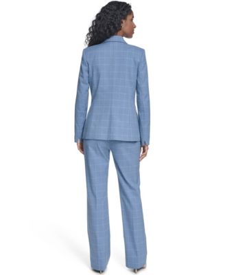 Women's Notch Collar Windowpane Double Breast Jacket