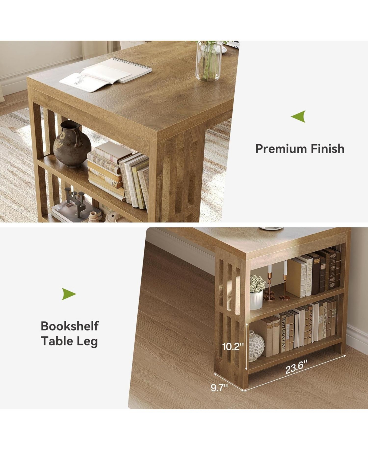 Tribesigns 2 Person Desk, 78.7" Computer Desk with Shelves, Farmhouse Home Office Desk, Wood Heavy Duty Shelf Legs