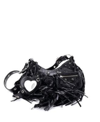 XS Le Cagole Giant Studs Fringe Shoulder Bag Leather