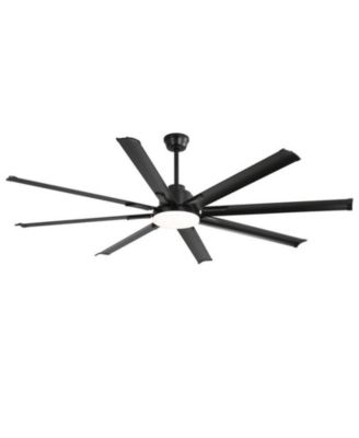 72-inch Modern Matte Black 8-Blade Ceiling Fan Light with Intelligent Remote Control, Supporting Voice and APP Timing Functions
