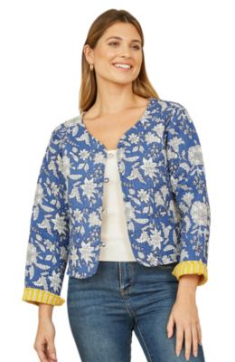 Women's Floral Reversible Cotton Quilted Jacket