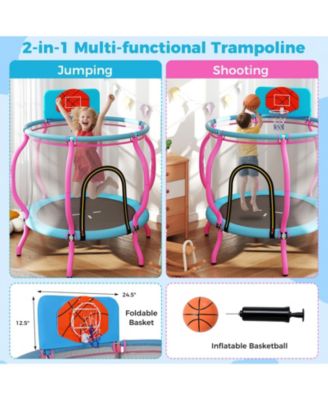 48'' Kids Trampoline Indoor & Outdoor Pumpkin Trampoline w/Basketball Hoop