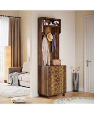 3-in-1 Entryway Hall Tree with Storage, Farmhouse Hall Tree with Coat Rack