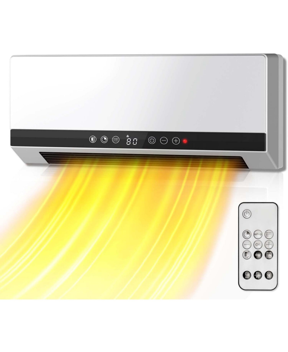 Cowsar 1500W Wall Heater | Dual Heating Settings,Window Indicator, Weekly/24-Hour Timer, Led Touch Screen & Remote Control, IP22 Waterproof