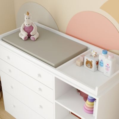 Changing Table Dresser, Baby Nursery Dresser with 5 Drawers and 2 Shelves, Baby Changing Table, Diaper Changing Station