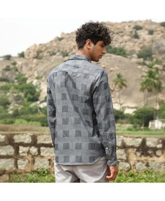 Men's Moon Grey Buffalo-Jacquard Shirt