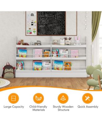 3-Tier Kids Bookshelf Anti-toppling Kits Toy Storage Bookcase Rack Wall