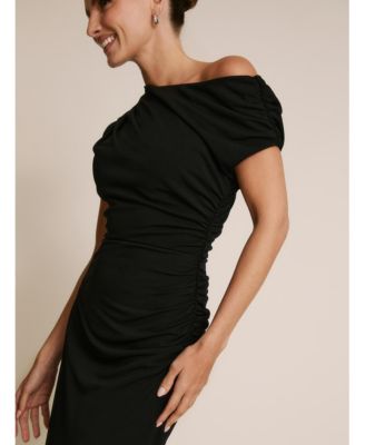 Women's Slash Neck Draped Bridesmaid Dress