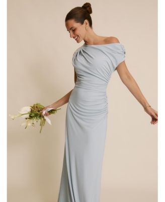 Women's Slash Neck Draped Bridesmaid Dress