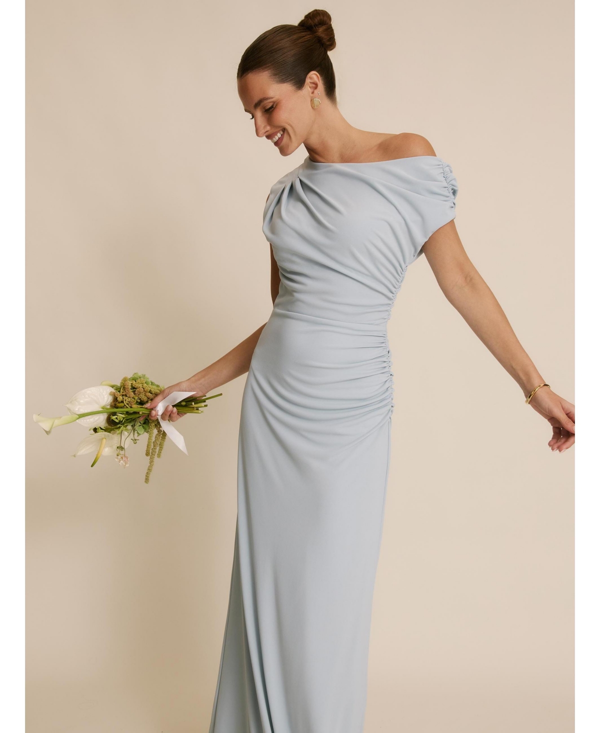 Six Stories Women's Slash Neck Draped Bridesmaid Dress