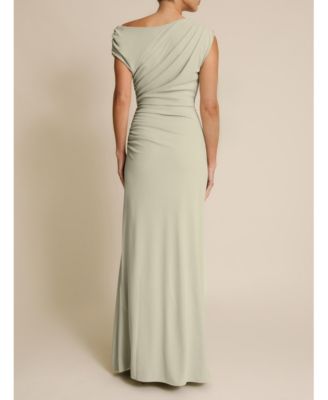 Women's Slash Neck Draped Bridesmaid Dress