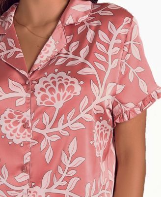 Women's Floral Stretch Woven Short-Sleeve Pajama Set