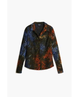 Women's Buttoned animal print T-shirt