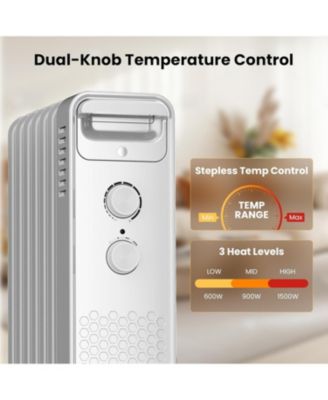 Portable Electric Radiato Portable Electric Radiator Heater,Space Oil Filled Heaters with 3 Heat Settings, Overheat & Tip-Over Protection,1500W