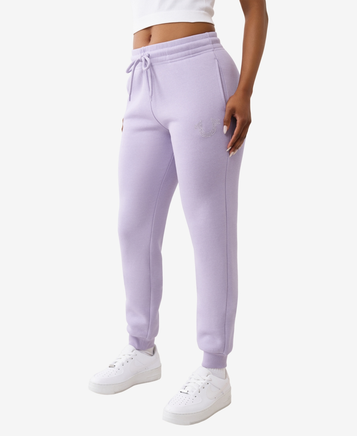 True Religion Women's Crystal Horseshoe Jogger In Purple