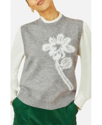 Women's Knitted Flower Sleeveless Sweater Vest