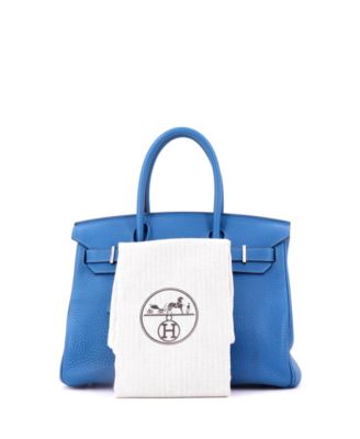 Birkin 30 Handbag Blue Clemence with Palladium Hardware