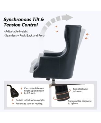 Heeg 47'' H Genuine Leather Swivel Adjustable Height Tilting Executive Chair with High Backrest