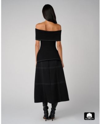 Women's A-Line Contrast Stitch Skirt
