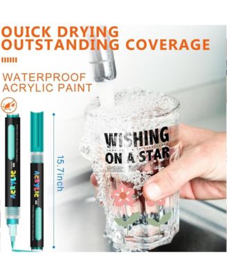 12 Colors Soft Brush Tip Pens and Markers with Direct-Liquid Ink Control System for Rock Painting, Canvas, Glass, Plastic, Fabric and Eggs