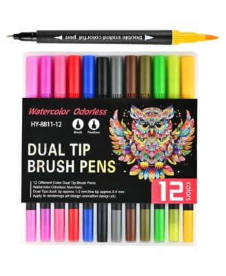 Dual Tip Markers, Gel Acrylic Paint Pen, Non Bleed Art Marker Set for Sketching, Drawing, Rock Painting, Journaling