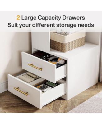 5-Tier Kitchen Pantry with 2 Drawers, Kitchen Cabinet with Storage, White