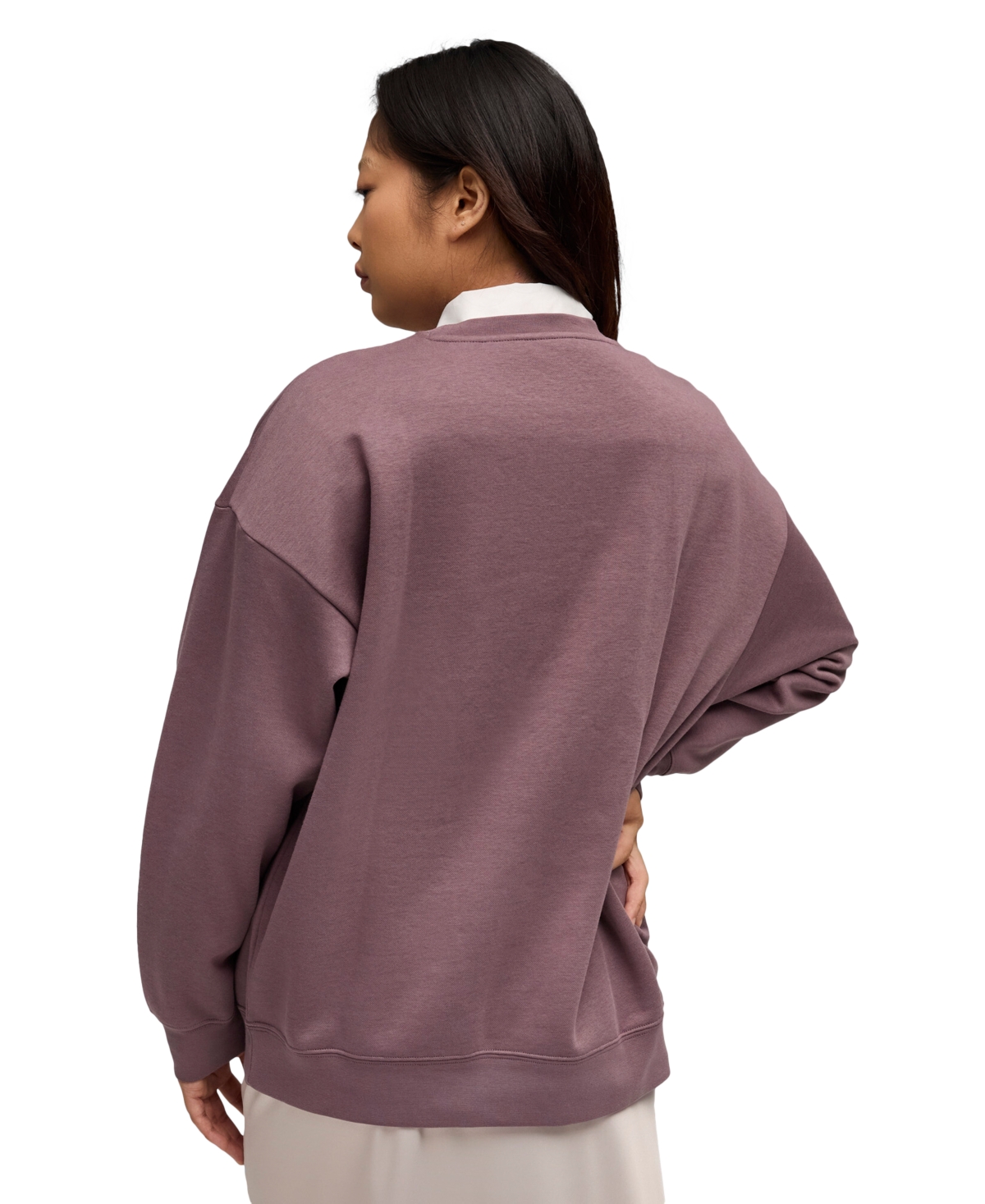 Puma Women's Essential Oversized Crew Fleece Sweatshirt In Purple