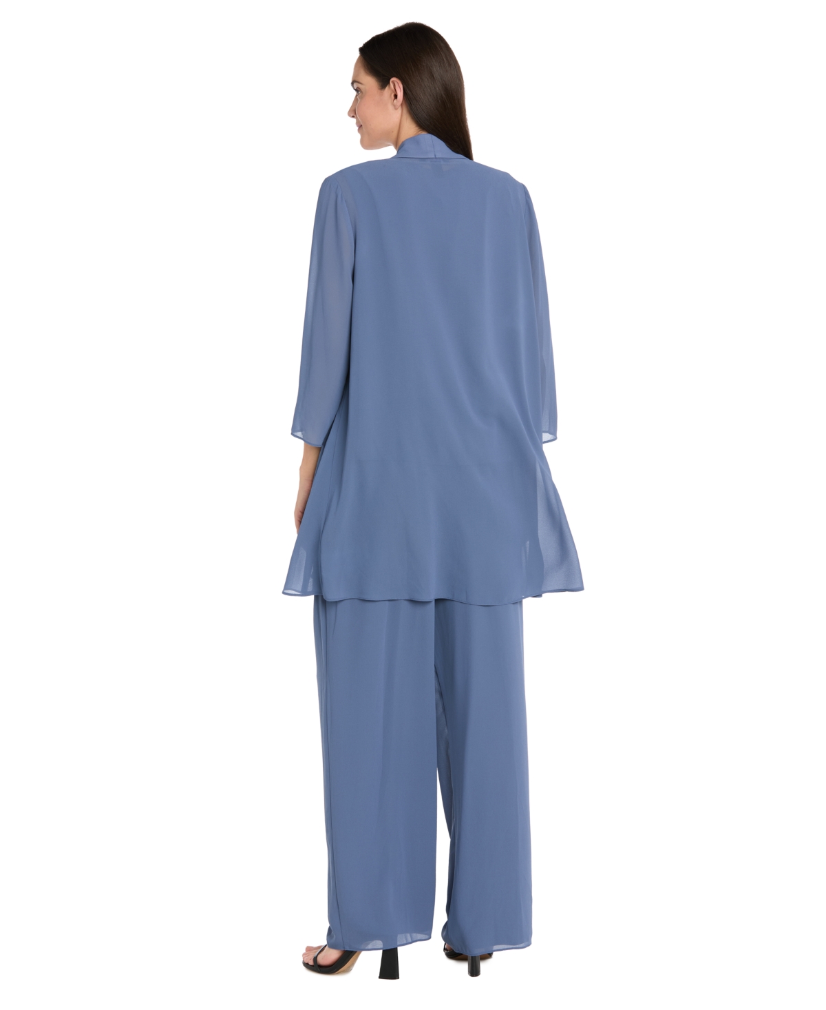 R & M Richards Petite Embellished Pants Suit, 3-piece Set In Blue