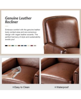 Hickey Modern Genuine Leather Recliner with Nailhead Trim