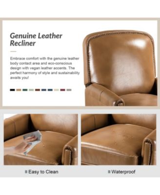 Hickey Modern Genuine Leather Recliner with Nailhead Trim