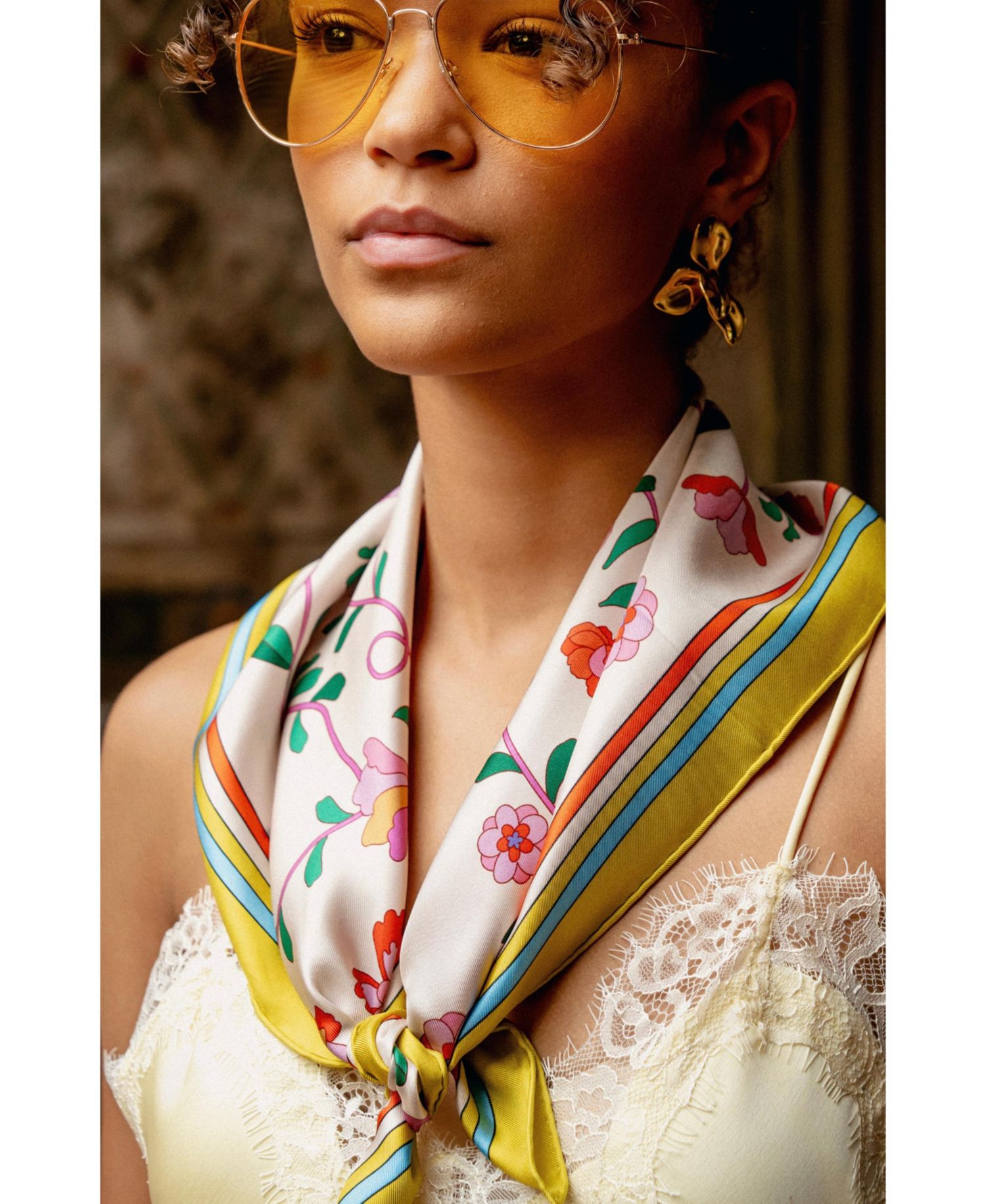 / Women's Limoncello Jardin Double Sided Silk Scarf