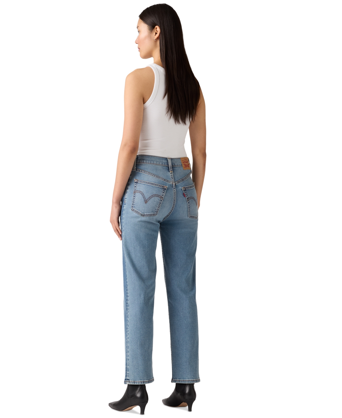 Levi's Women's Ribcage High Rise Straight Ankle Jeans In White