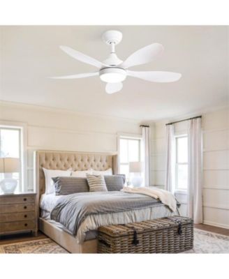 42-inch Matte White 5-Blade 6-Speed Adjustable LED Ceiling Fan Light with Remote Control