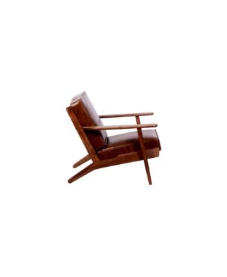 Single Solid Sheesham Wood Accent Chair with Brown Finish