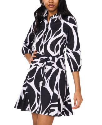 Petite Printed Fit and Flare Shirt Dress
