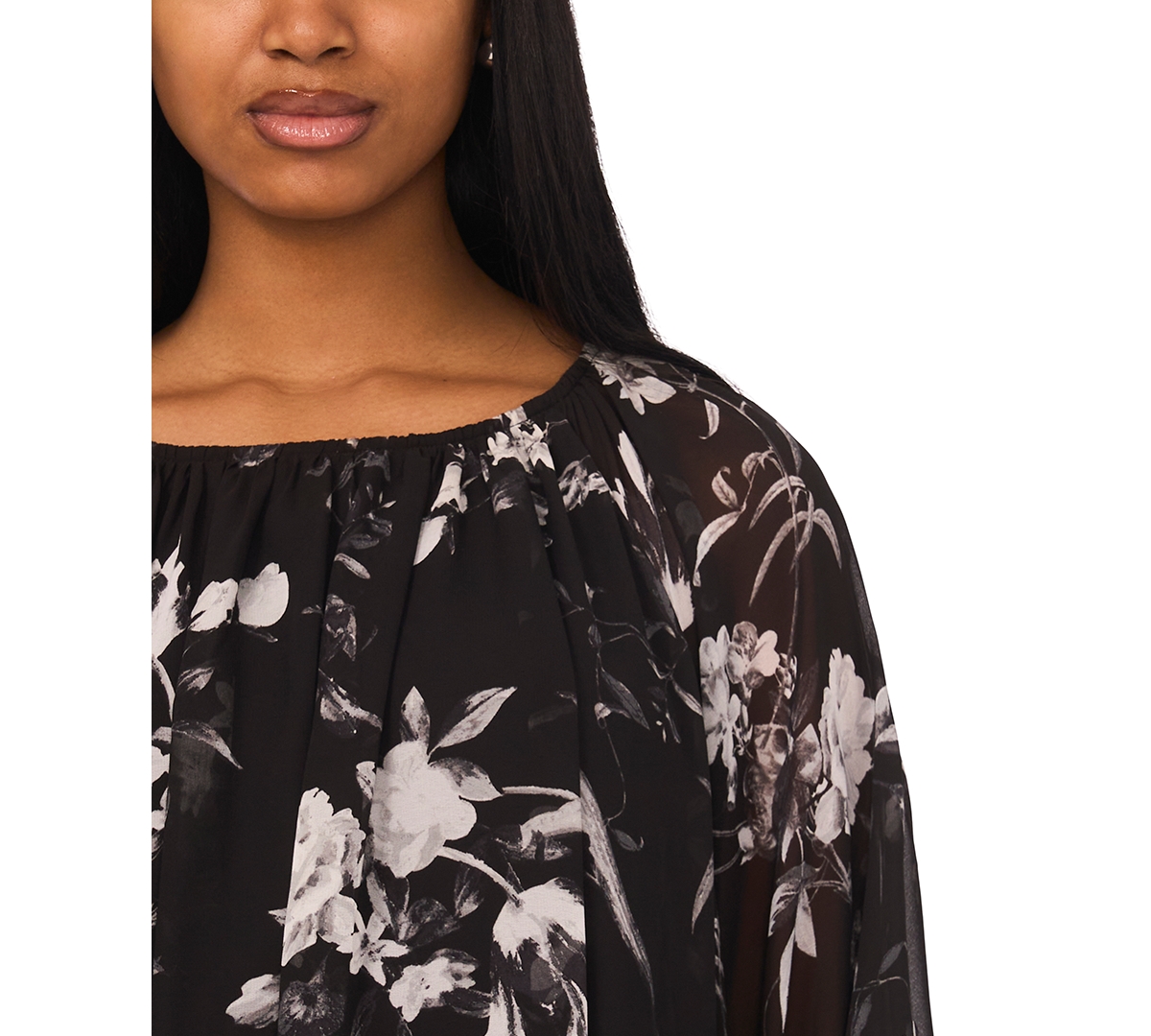 Msk Women's Printed Long-Sleeve Mini Dress
