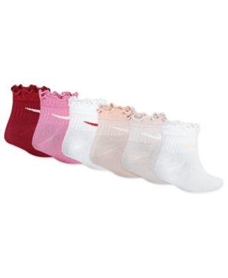 Girls' 4-7 Ruffle Detail Ankle Socks, 6-Pack Set