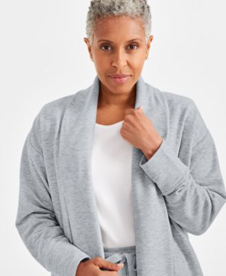 Petite Solid Luxsoft Fleece Cardigan, Created for Macy's