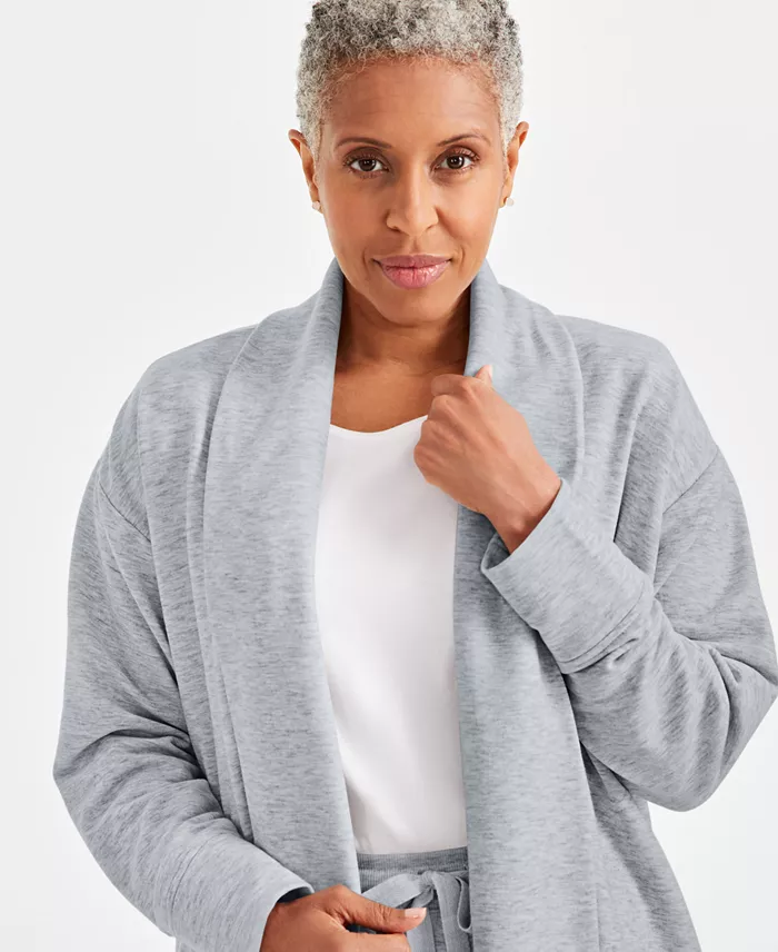 Petite Solid Luxsoft Fleece Cardigan - thumbnail 2