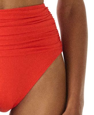 Women's Ruched High-Waist Bikini Bottoms 