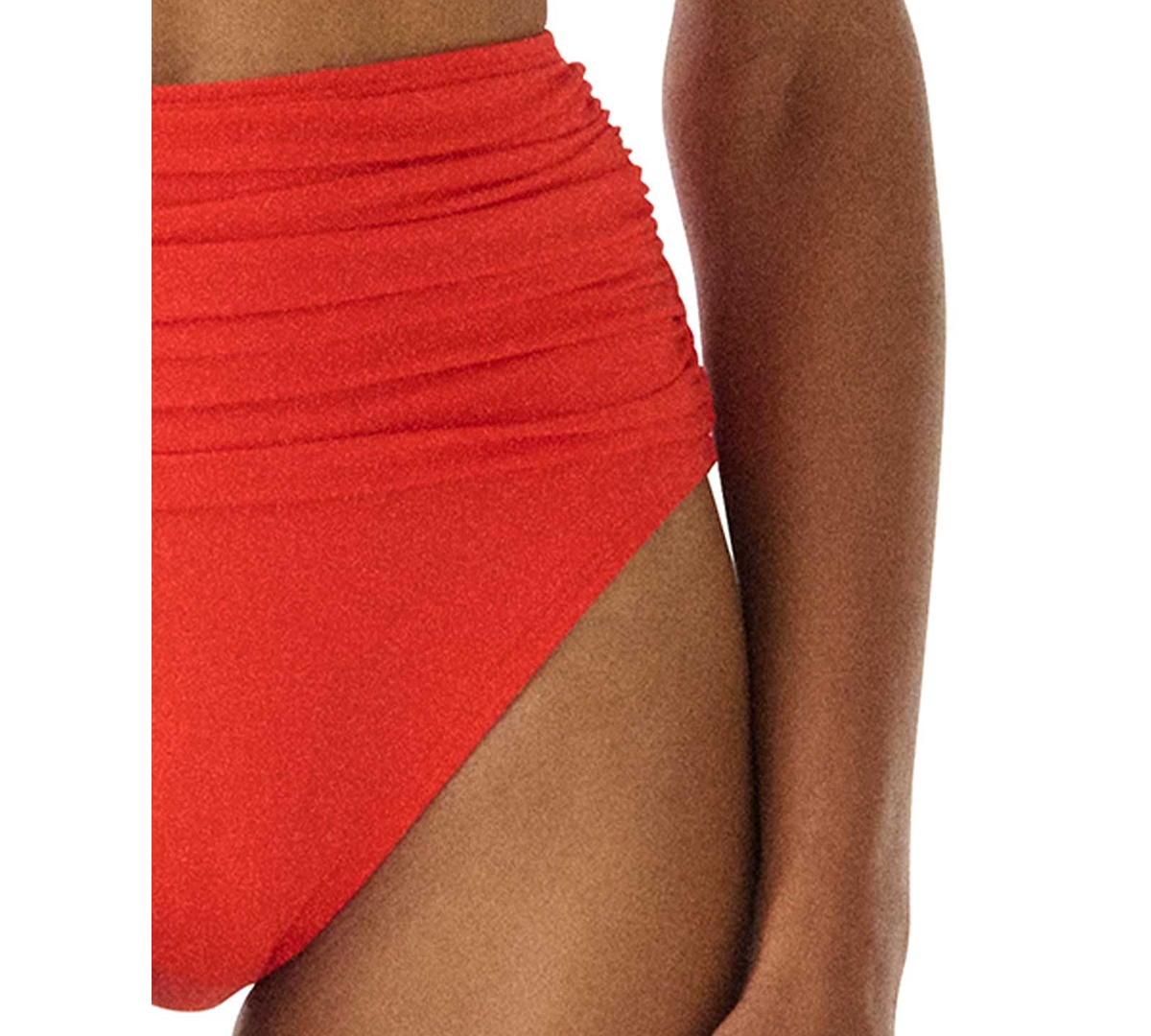 Kate Spade Women's Ruched High-waist Bikini Bottoms In Red