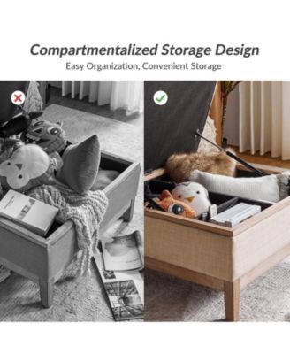 Upholstered Storage Cocktail Ottoman with Solid Wood Legs