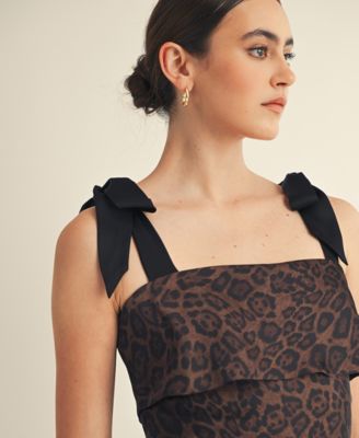 Women's Annelise Square Neck Tie Strap Midi Dress