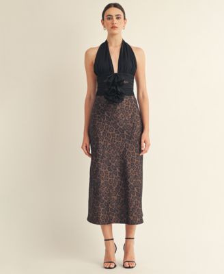 AROSE STUDIO, INC - Women's Kessara Halter Wrap Bow Detail Midi Dress