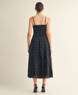 Women's Square Neck Ribbon Detail Long Dress