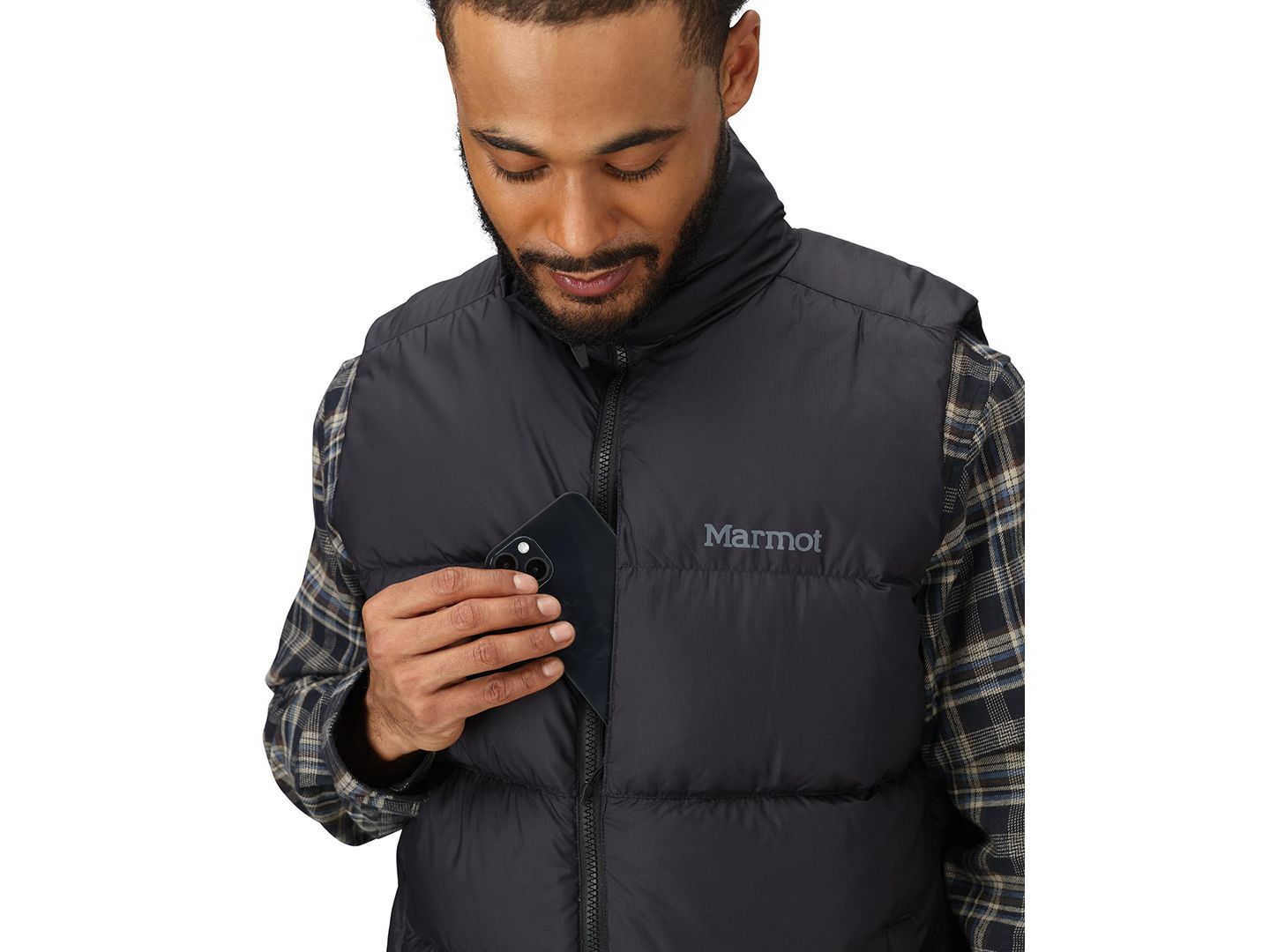 Мужской жилет Marmot Guides Down Stand-Collar Vest, цвет: Чёрный — фото 3